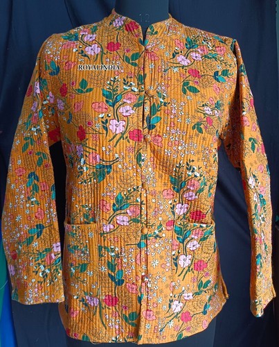 Women Winter Wear Reversible Jacket Indian Cotton Quilted Floral Blazer Coat New