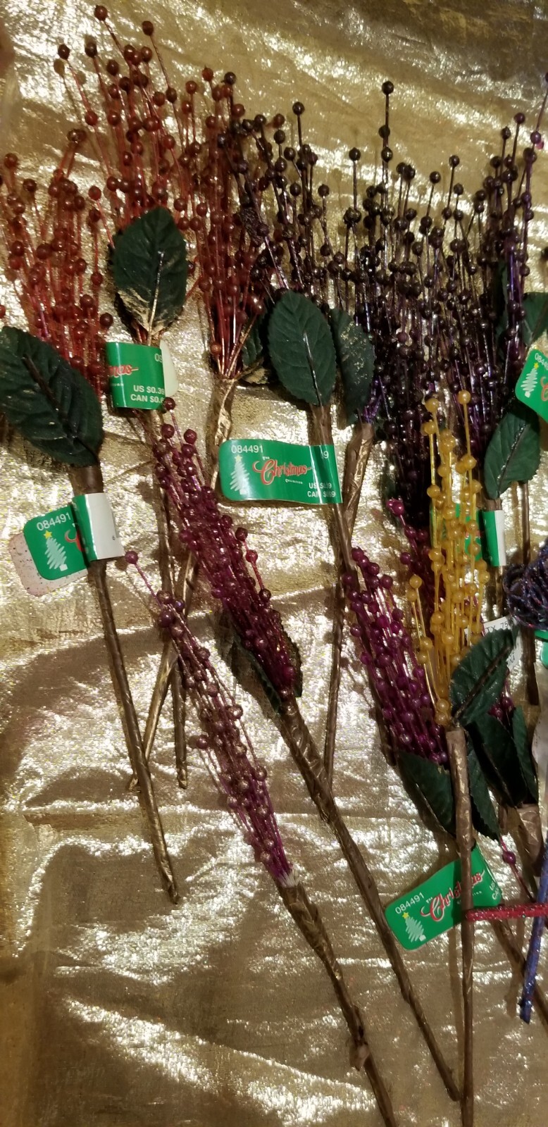 Vintage MSI “The Christmas Collection” Floral Wire Picks Sprays Stems NOS Lot