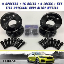 Black Alloy Wheel Spacers 15mm 20mm Audi A6 A8 TT Q2 Q3 R8 + Radius Locks 57