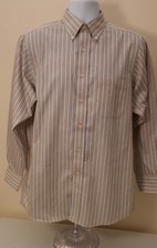 Chaps Men's Dress Shirt, Size 15-15-1/2 Classic Fit, Tan Stripe, Long Sleeves
