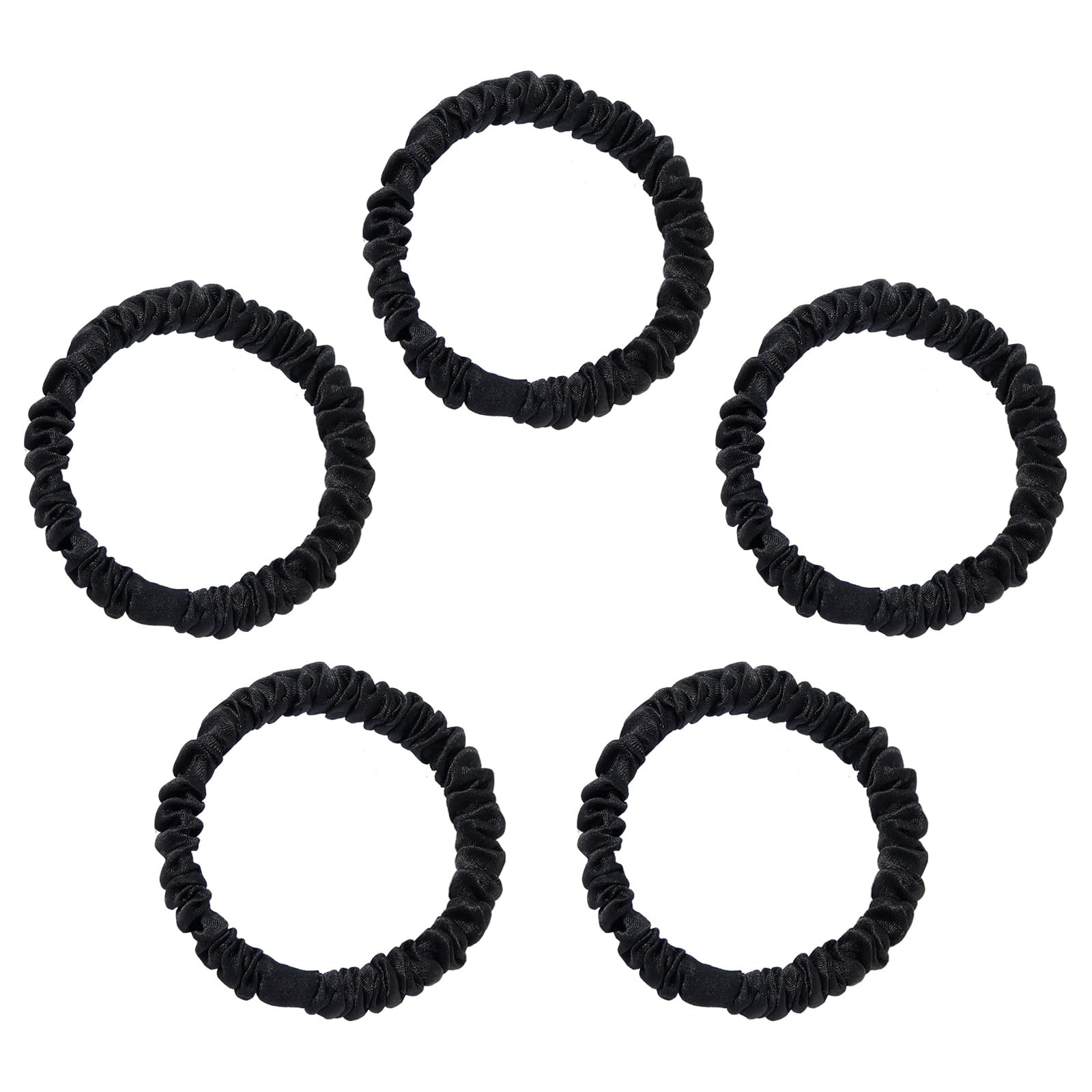 22MM Mulberry Silk Scrunchies Pack of 5 - Soft Hair Ties with Elastic Band
