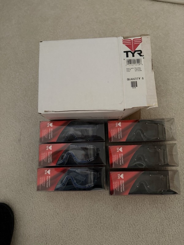 6 TYR Swim Mask ,3 Clear And 3 Smoked Lens. Sold As A Set