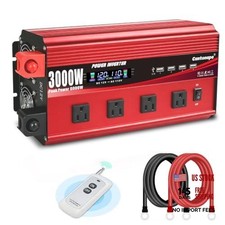 3000W Power Inverter 12V to 110V/120V DC to AC with LCD Display 3000W-12V Red