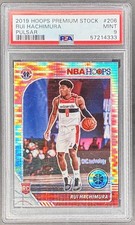 2019 NBA Hoops Premium Stock Pulsar Prizm Rui Hachimura PSA 9 Mint #206 Wizards