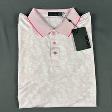 G/Fore G4 Golf Shirt Polo Floral Print Large Blush Pink Polyester NWT MSRP 120