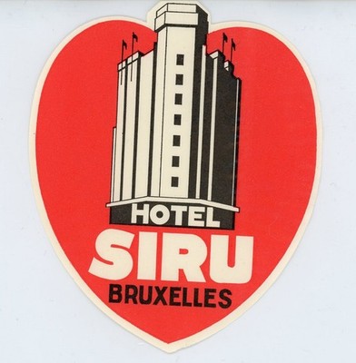 Hotel Siru Brussels Belgium Vintage Luggage Label