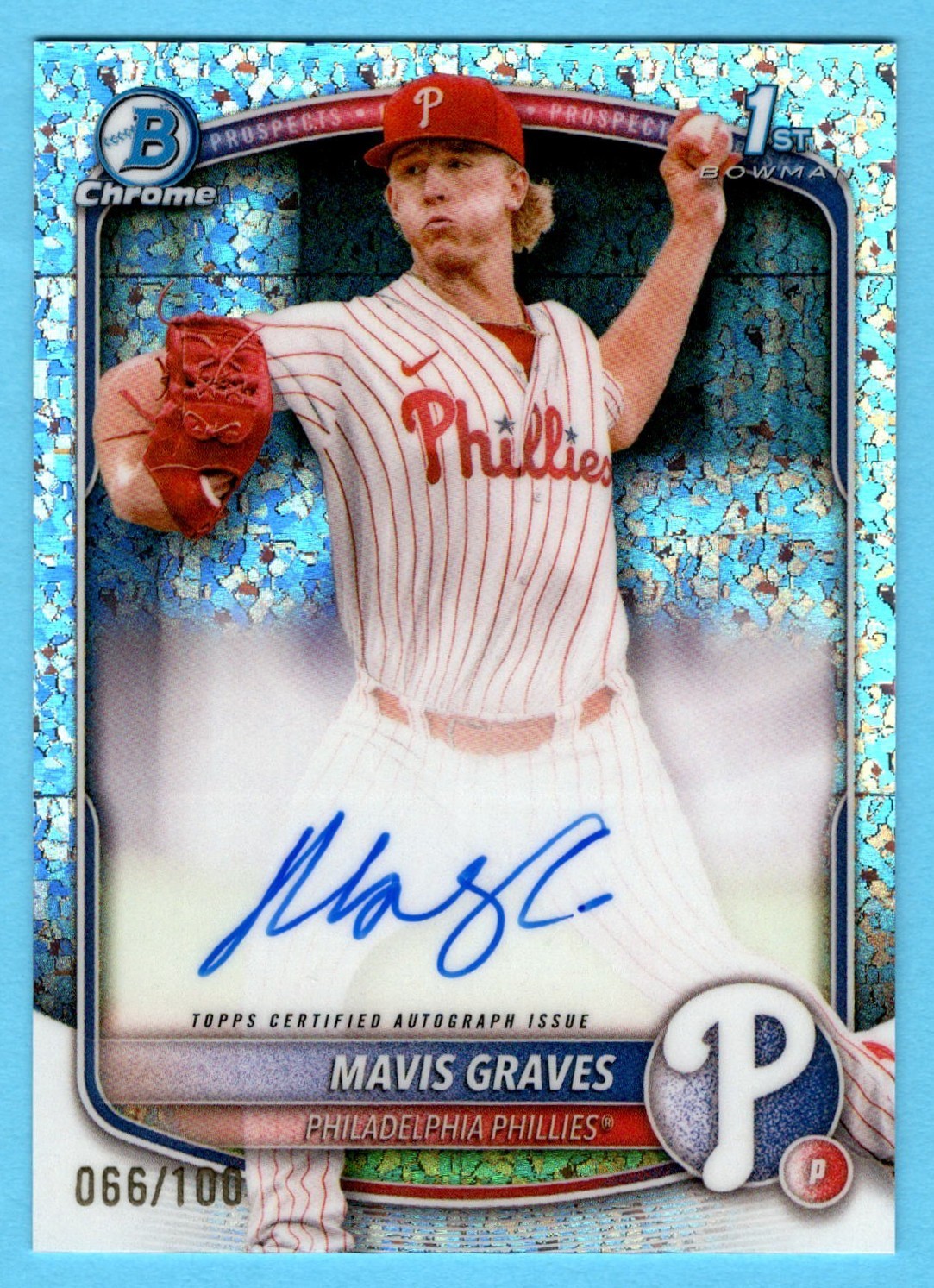 Mavis Graves 2025 Bowman Chrome 1st Year Mini-Diamond Refractor Autograph /100