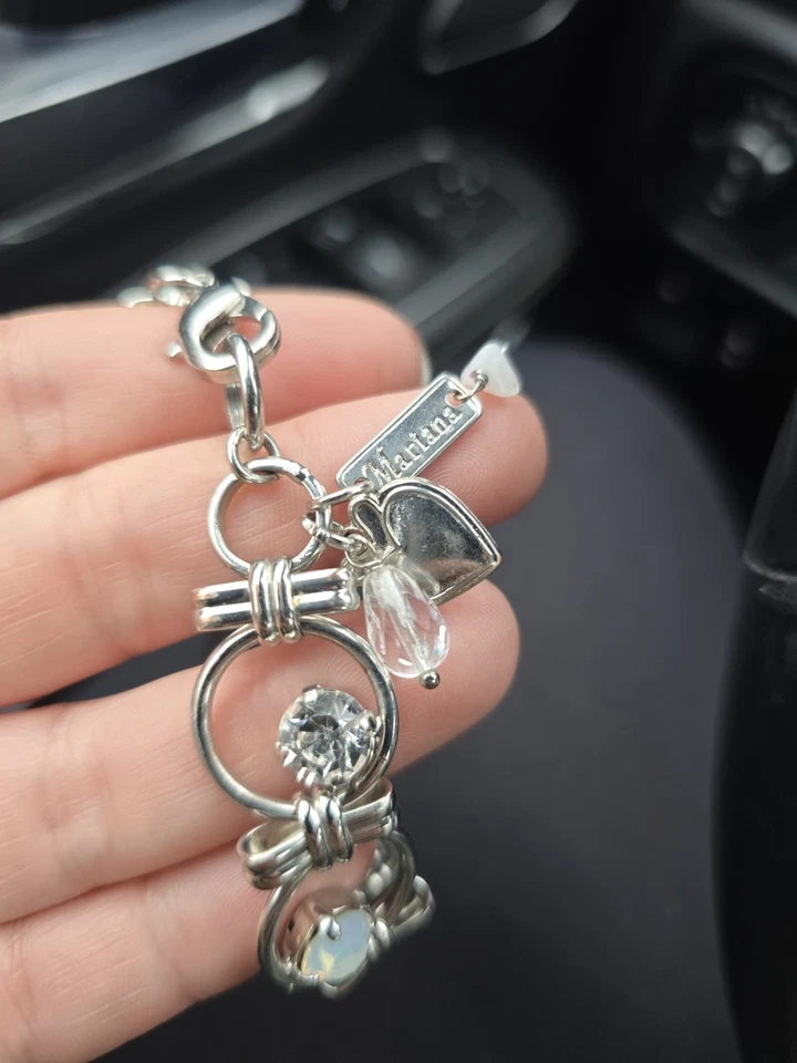 Brazalete de cristal de Swarovski tono plata mariana arco cadena círculos raros aurora  Foto 4 de 4