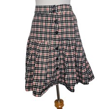 Vintage Y2K School Girl Plaid Skirt 90s Clueless Black Button Front Women Medium