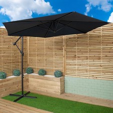 3m Hanging Banana Cantilever Garden Parasol with Cover in Blue