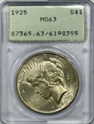 1925 Peace dollar MS-63 Rattler,  Old Green Holder