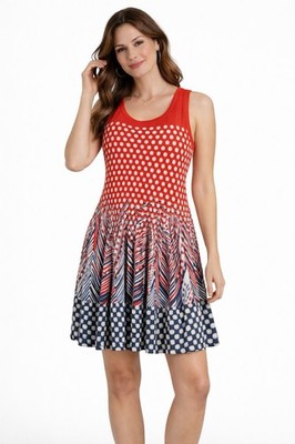 Nic + Zoe Geometric A-Line Dress Modal Cotton Preppy Artsy Summer Womens XL