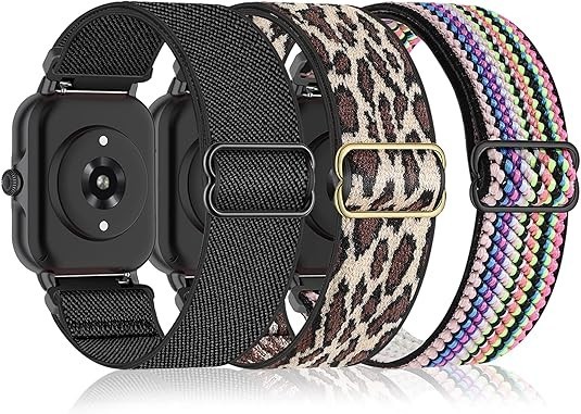 Bolesi 3 Pack Stretchy Nylon Watchband Compatible with Amazfit Bip 5/Bip 6/Balan