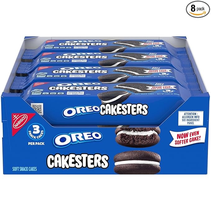 Pasteles de bocadillos suaves Oreo Cakesters, paquetes de bocadillos de 8-3,03 oz