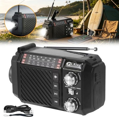Kurbelradio Notfallradio mit Powerbank USB-C AM FM SW LED-Taschenlampe SOS