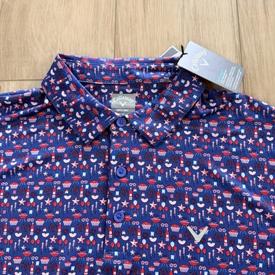 Callaway Golf Shirt Men's Medium Blue Opti Dry Polo USA America