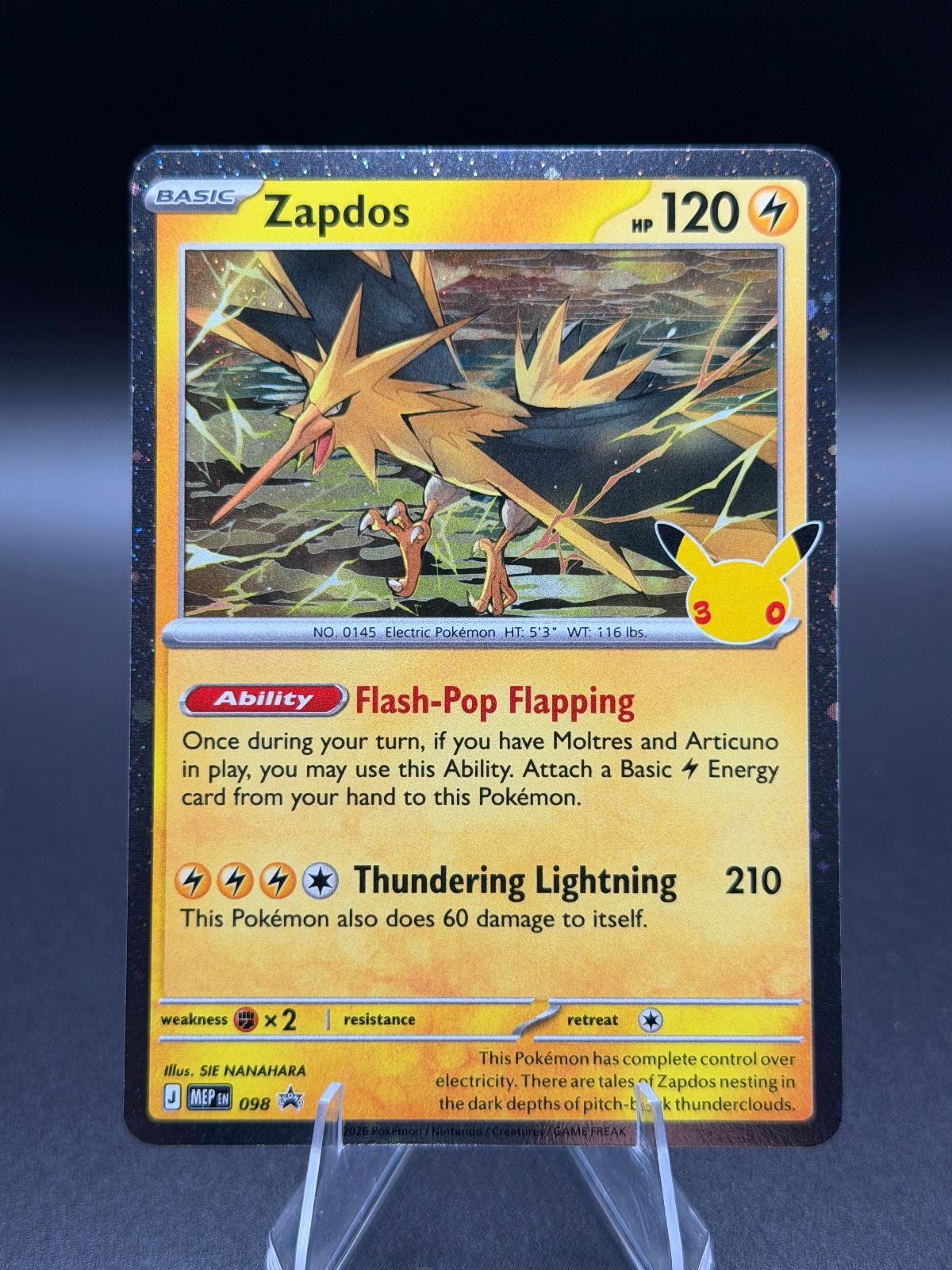 Zapdos (30th Celebration) 098 Holo Promo ME: Mega Evolution Promo - NM