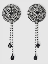 House of Desire Rhinestone Cone Dangle Nipple Covers Burlesque Black