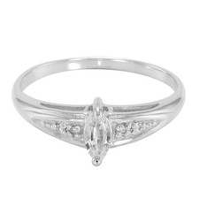 Cavill Damen Silberring 925 Sterlingsilber Weißer Saphir 0,16ct Halo-