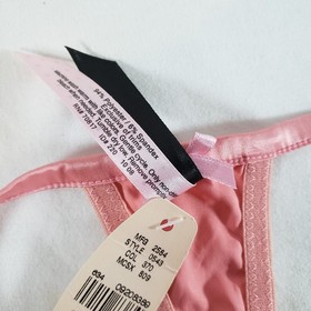 Victoria's Secret Sexy Little Things Satin Thong Medium Salmon Pink Ruffle Band