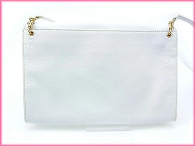 Longchamp T15122 weiße Schultertasche Clutch Tasche Vintage gebraucht kostenl...