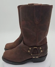 DINGO Top Grain Chestnut Leather Women's Moto Ankle Biker Pull On Boots *EUC