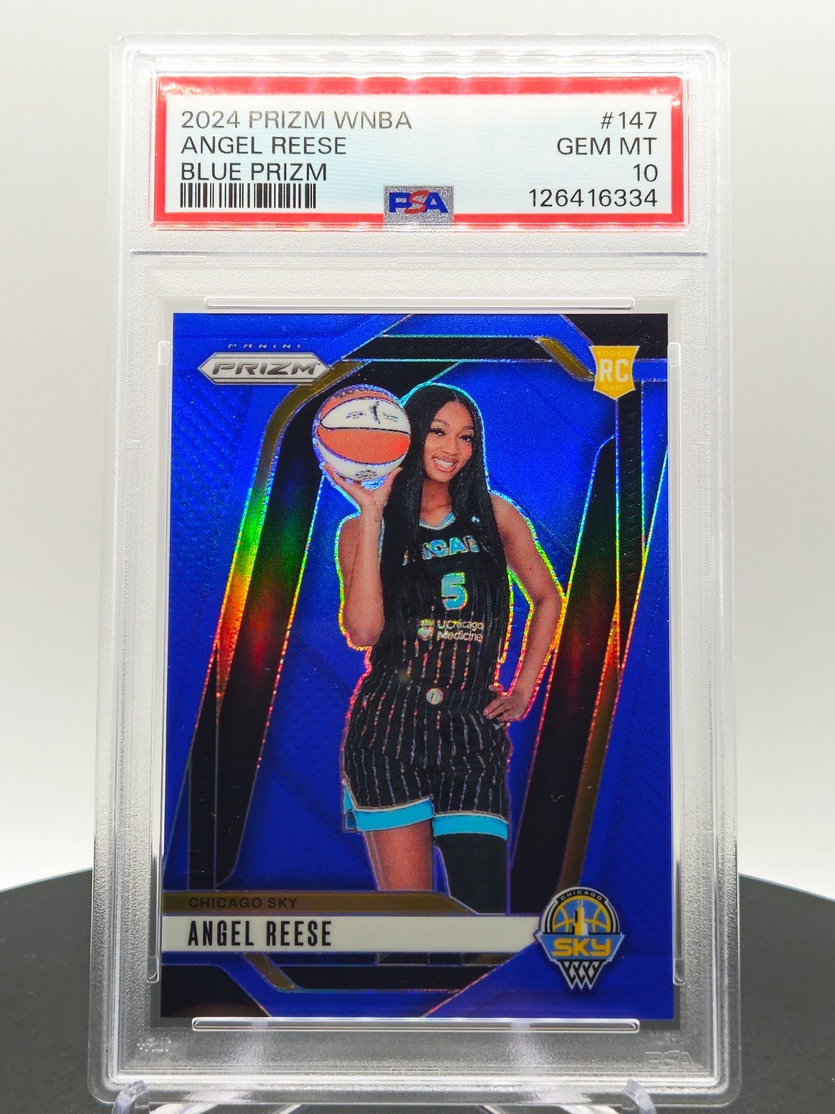 2024 Panini Prizm WNBA Angel Reese #147 Blue Pulsar Prizm /199 RC PSA 10 view 3