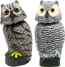 Owl Decoy to Scare Birds Away Scarecrow Fake Owl with Rotating Head 12 Inch Tall