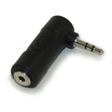 2.5mm Right Angle Adapter Male/Female Stereo TRS 3 connector 