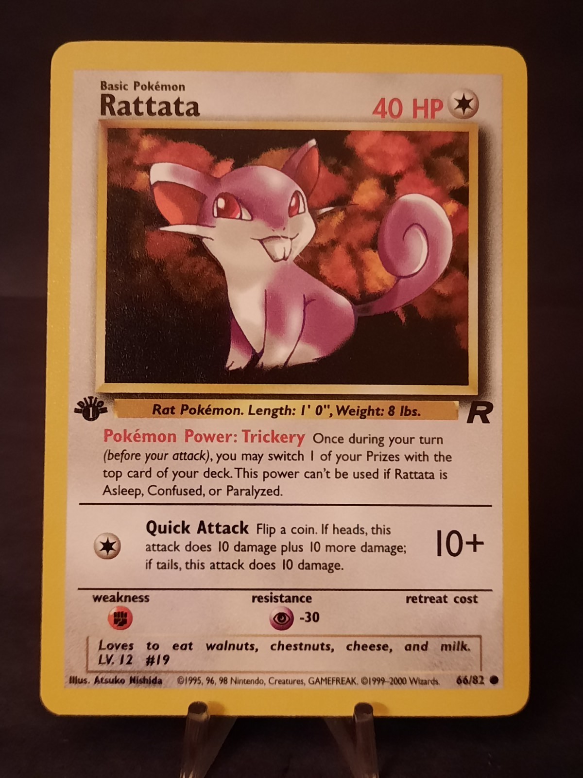 Pokémon Card Team Rocket 1st Edition Regular Finish Rattata 66/82 VLP-NM