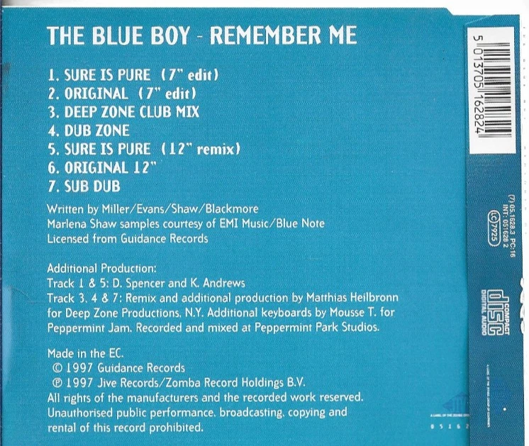 The Blue Boy - Remember Me - 1997 - (Maxi CD) - Bild 2 von 2