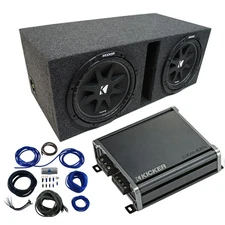 Dual 12" Kicker CompC Sub Package with Kicker 46CXA4001 Amp & Vented Enclosure