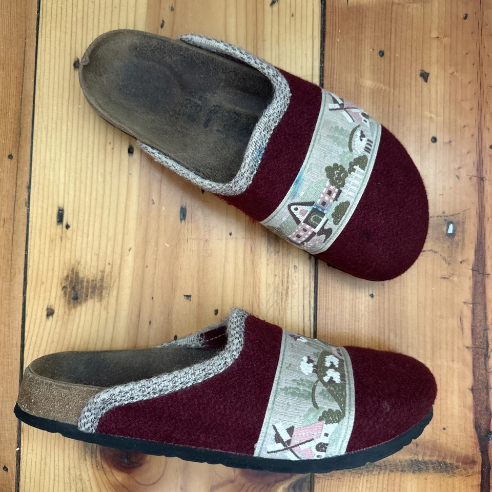 Zuecos Birki’s Birkenstock para mujer 11 cinta narrativa fieltro oveja molino de viento Foto 2 de 4