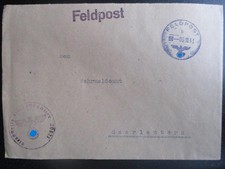 X4643 Umschlag FPNr. 20321 vom 05.10.43 an Wehrmeldeamt Saarlautern