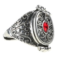 Alloy Gawu Box Ring with Secret Compartment for Jewelry and Herbs Adjustable