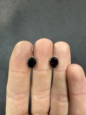2.6g Vintage Sterling Silver 925 Garnet Drop Earrings Jewelry lot S