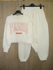 River Island Girls Cream Jersey Sweater Tracksuit Jogging Suit Age 9-10 140cm