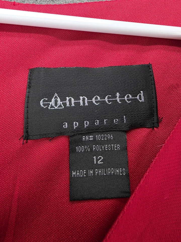 Connected Apparel Dress Womens 12 Red Sleeveless V Neck Ruched Waist Cocktail - Image 2 of 4