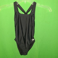 2998 NWOT SPEEDO 22 or 6 girls black solid PRO LT swimsuit one piece 22