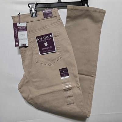 Gloria Vanderbilt Amanda Tapered Jeans Women's 10 Long Hazelnut New Stretch