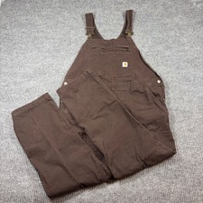 Carhartt Overalls Kids L Short 12-14 Brown Loose Fit Bib Workwear Outdoors