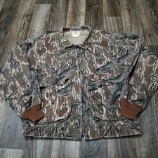 Vintage Mossy Oak Bomber Jacket Mens XL Treestand Camo Hunting 2 Pocket Chore