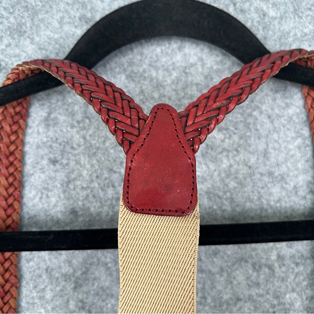 Vintage Braided Leather Suspenders in Red + Tan | Italian Full-Grain Vibe