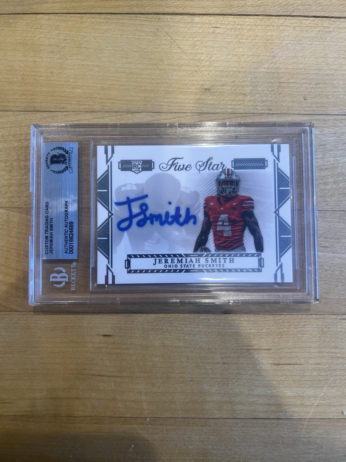 Jeremiah Smith Ohio St Signed Five Star Custom Trading Card RC Rookie BAS AUTO