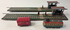 Vintage TIn Litho Wind-Up Trolley 753 WORKS 2 Train Tracks w/Stations - Japan
