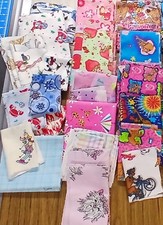 Cotton Flannel Fabric Quilt Squares, Strips, and Pieces - Lot of 24