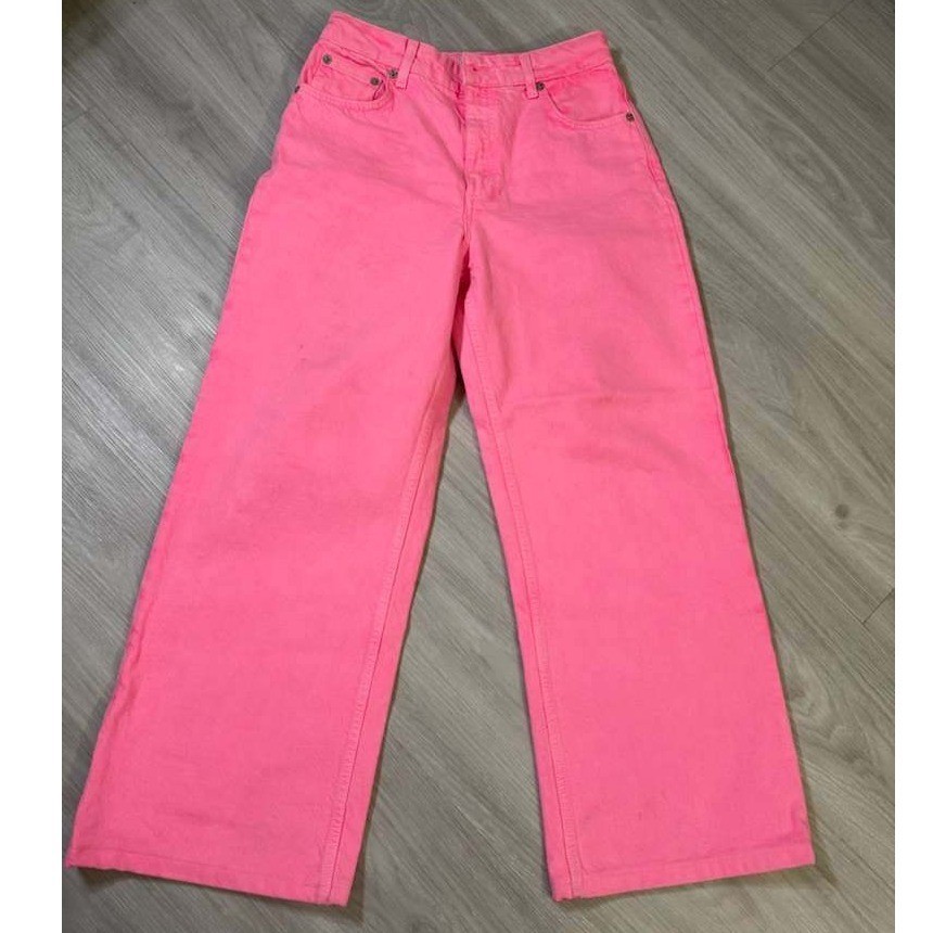 ZARA Boogie Jeans Womens Size 4 Pink High Rise Straight Leg Denim Pants