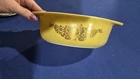PYREX Yellow Floral Oval Glass Bowl Mid 20th Century Art Glass Vintage