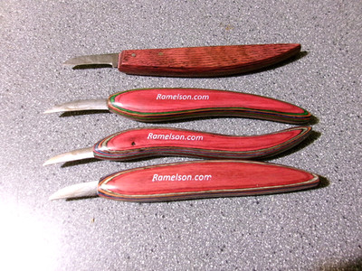 Ramelson Wood Carving Tools Chip Knife Set 3pc Whittling Woodworking plus one gB