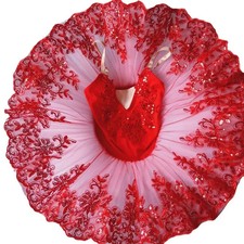 Red Ballet Tutu Skirt Costumes White Performance Clothing Dance Costume Leotards